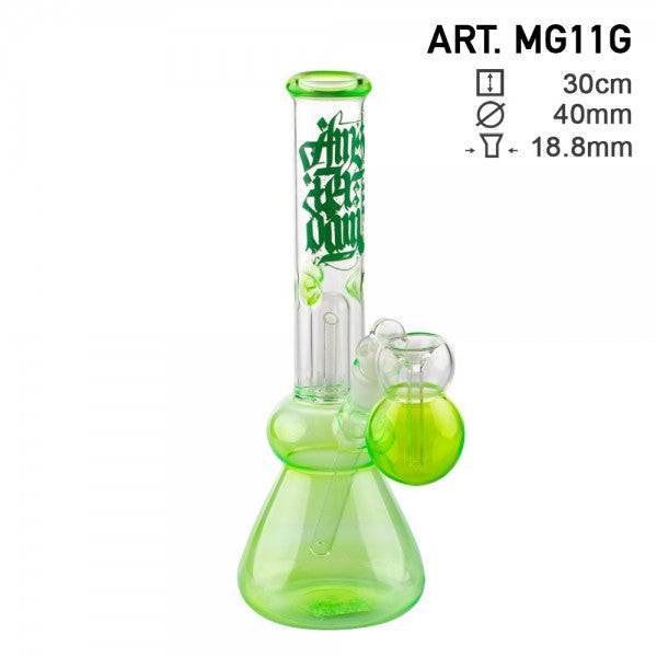 Amsterdam | 12" Black Glass Water Pipe w/ Tree Perc - Discreet Smoker