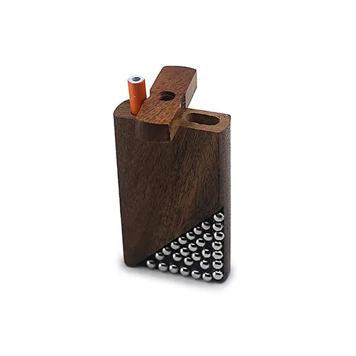 Handmade Wooden Studded Dugout w/ One Hitter - Discreet Smoker