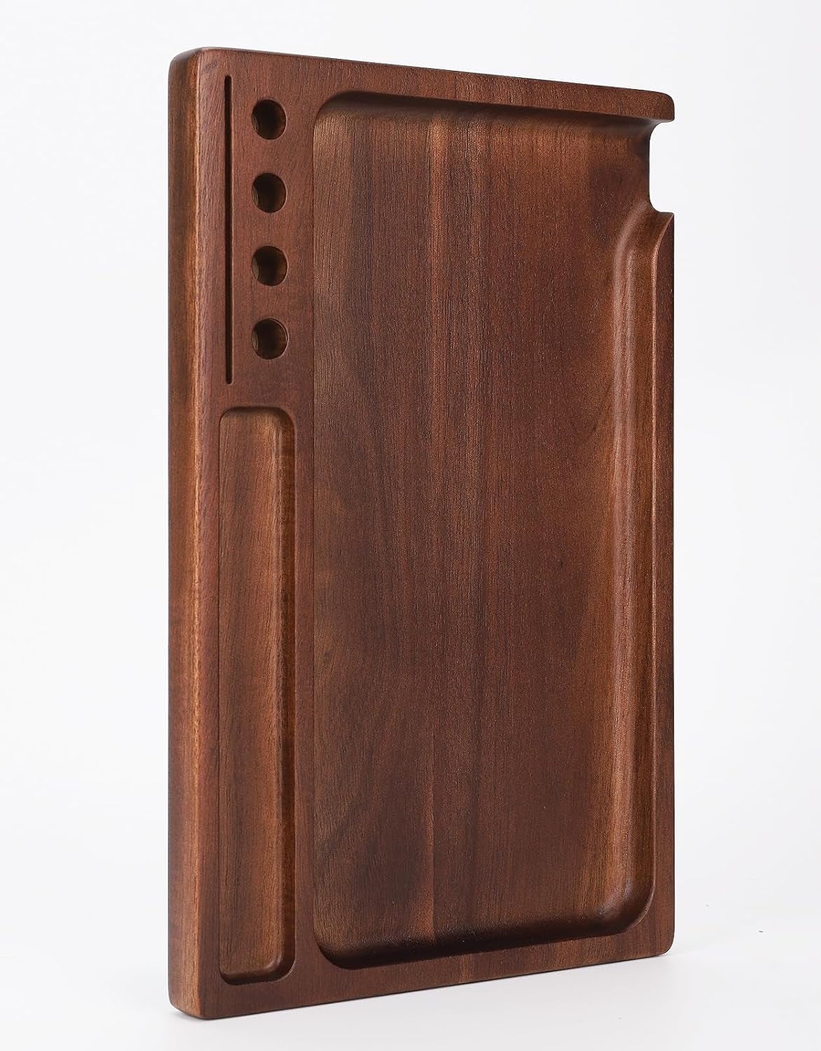 Black Walnut Rolling Tray 11"X7" Tray Rolling Tray Set with Cleaning Brush and Scoop Card - Accessories for Rolling Papers, Grinders - Tray with Smooth Rounded Edges