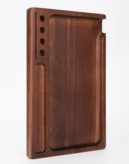 Black Walnut Rolling Tray 11"X7" Tray Rolling Tray Set with Cleaning Brush and Scoop Card - Accessories for Rolling Papers, Grinders - Tray with Smooth Rounded Edges