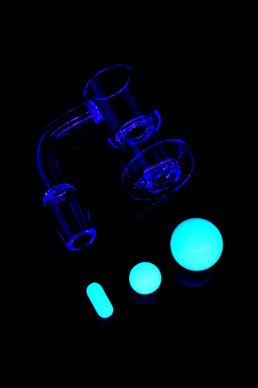 Quartz 14.5 mm Male 90° Terp Slurper Banger – Glow Beads Set - Discreet Smoker