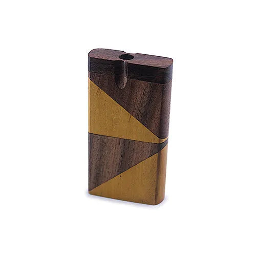 Handmade Wooden Two-Shade Dugout w/ One Hitter - Discreet Smoker