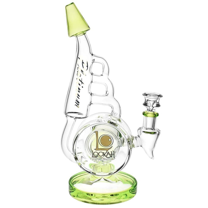 Lookah Glass Horn Recycler Water Pipe | 10.5" | 14mm F, Green