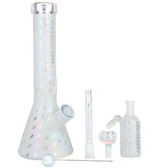 Grateful Dead x Pulsar Bolts And Skellies Glass Beaker Water Pipe Set | 13.75" | 14mm F - Discreet Smoker