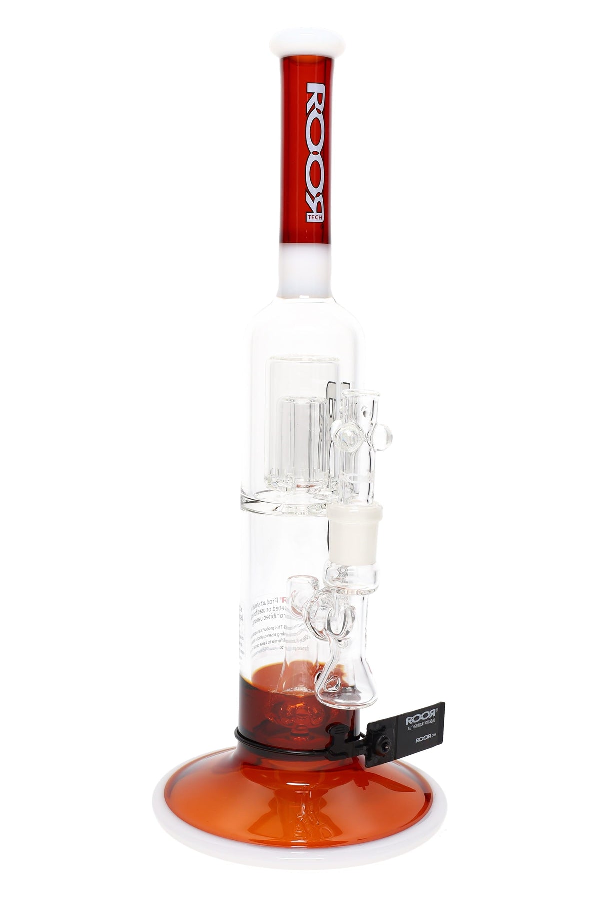 ROOR Tech 15″ Colored Stemless Straight Tube with Barrel Perc – Glass-on-Glass - Discreet Smoker
