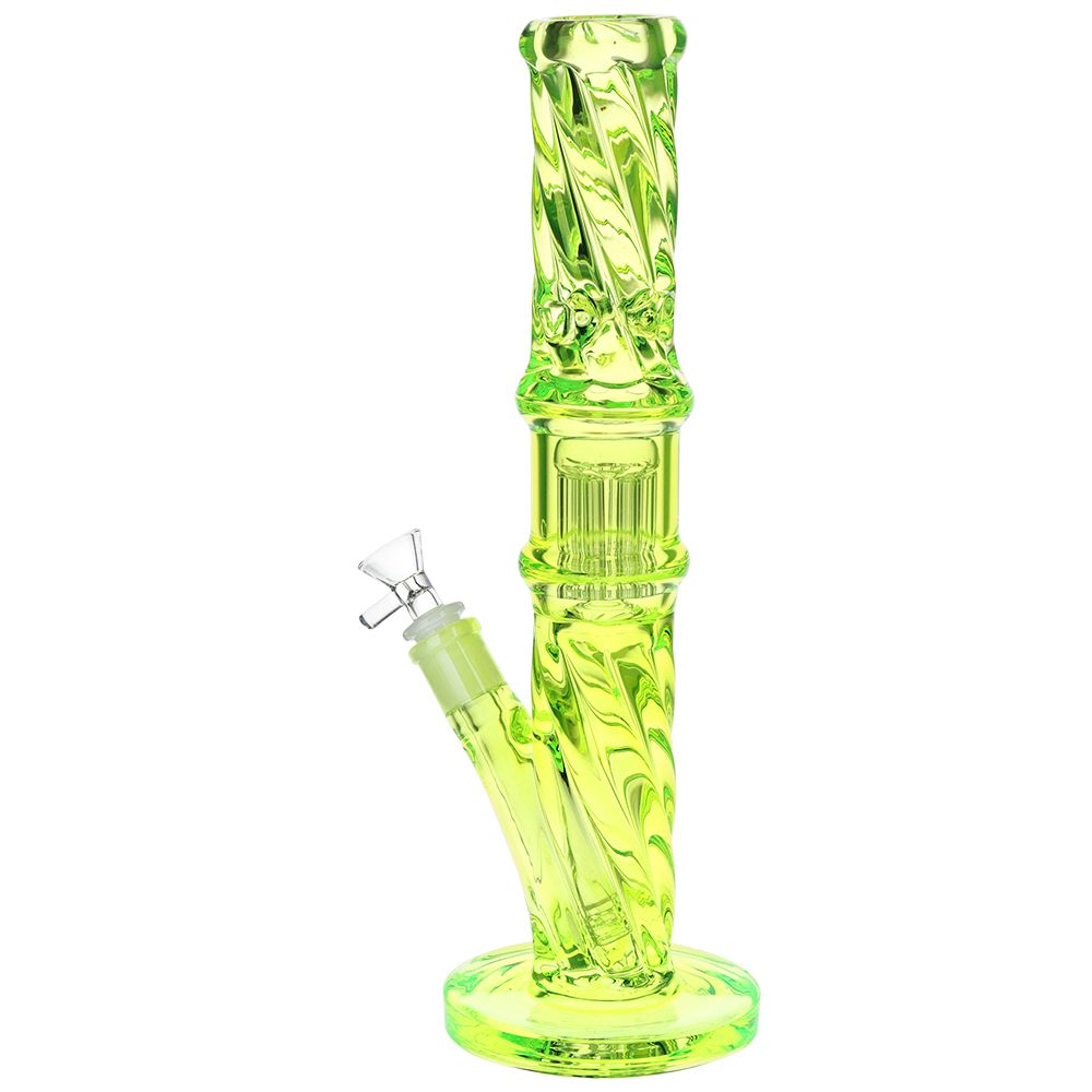 Translucent Twisty Jellyfish Perc Straight Glass Water Pipe | 13.75" - Discreet Smoker
