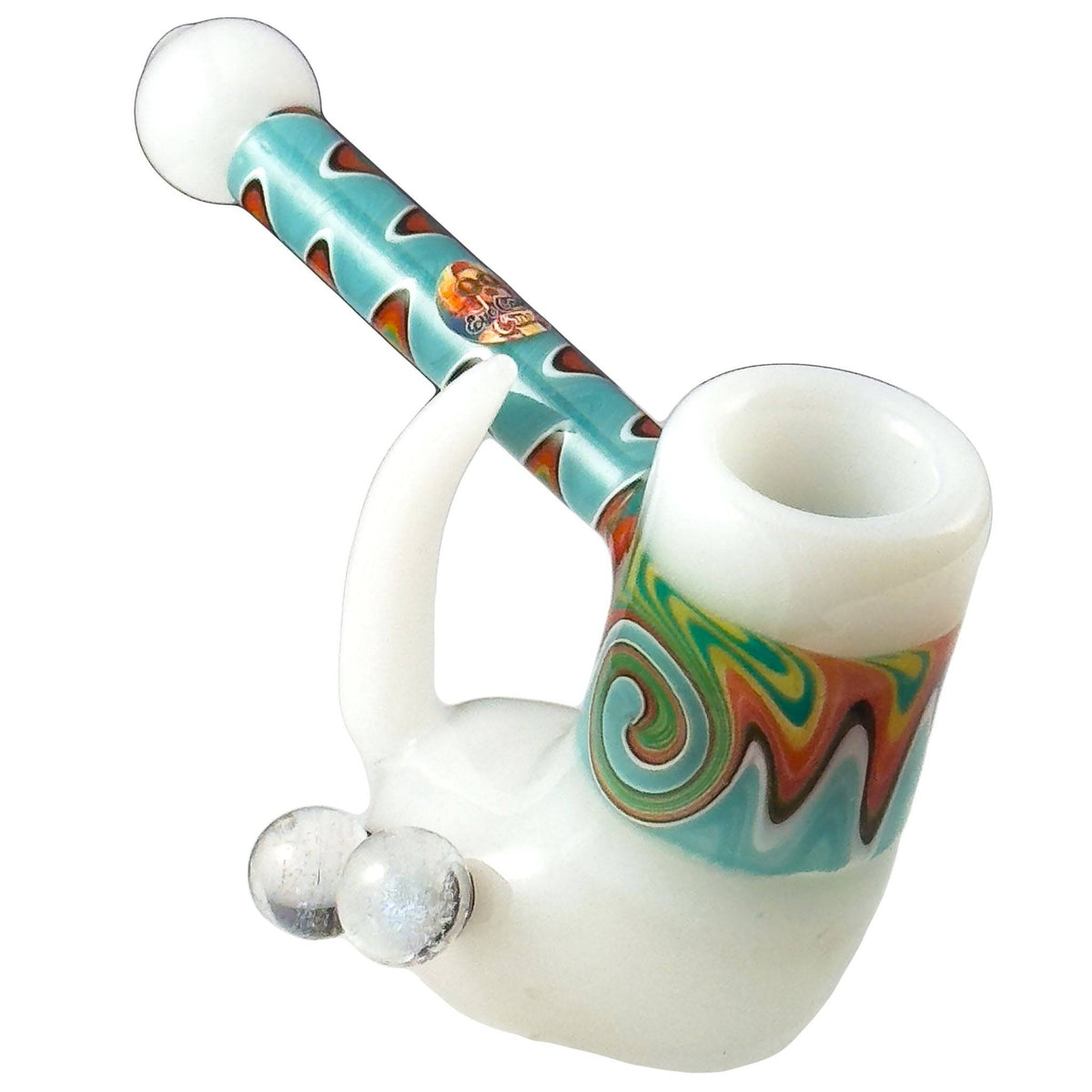 Crush Fang Bub Pipe w/Dual Galaxy Marbles (Various Colors) - Discreet Smoker
