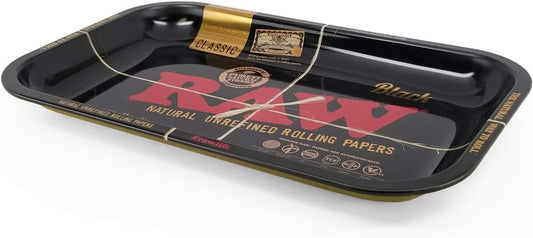 Gold and Black Metal Rolling Tray - Limited Edition - 11'' X 7'' Size