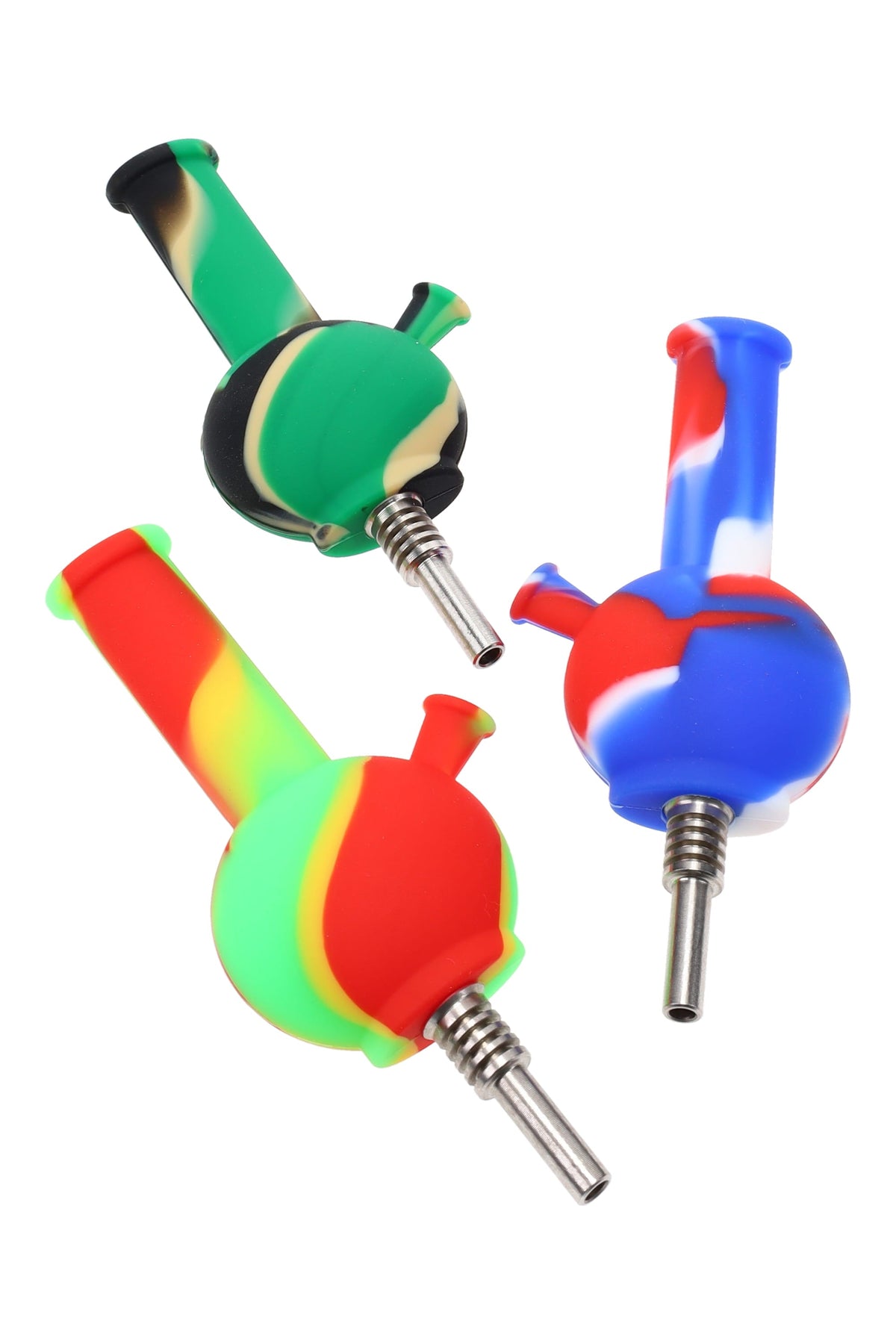Silicone Water Pipe & Dab Straw “Pocket Hybrid” – 4½″ – Assorted Colors - Discreet Smoker