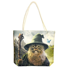 Catdalf The Cute Jute Rope-Handled Tote Bag - 17"x15"