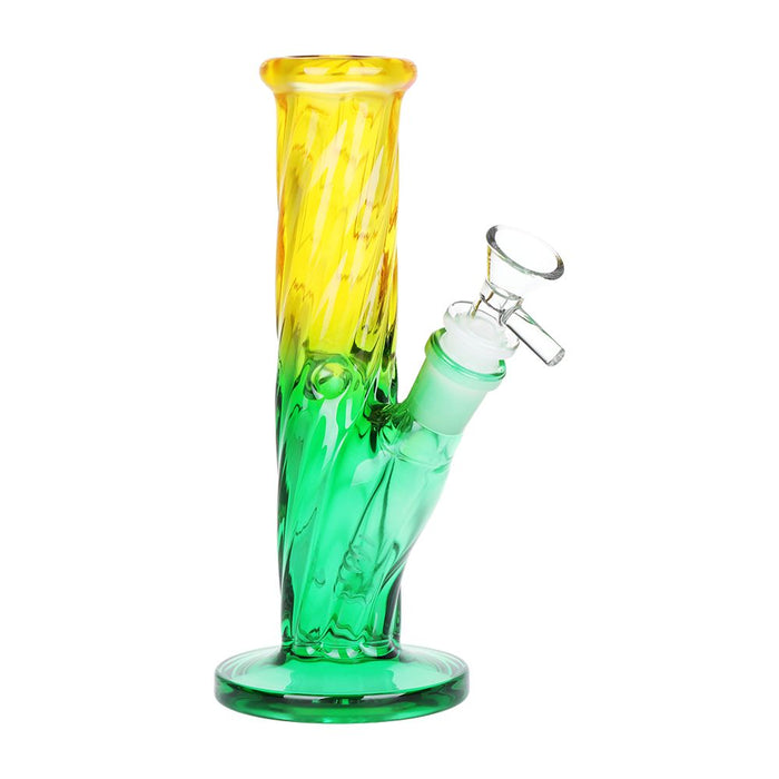 SeshGear Twist Ombre Straight Tube Glass Water Pipe | 7.75" | 14mm F, Yellow / Green