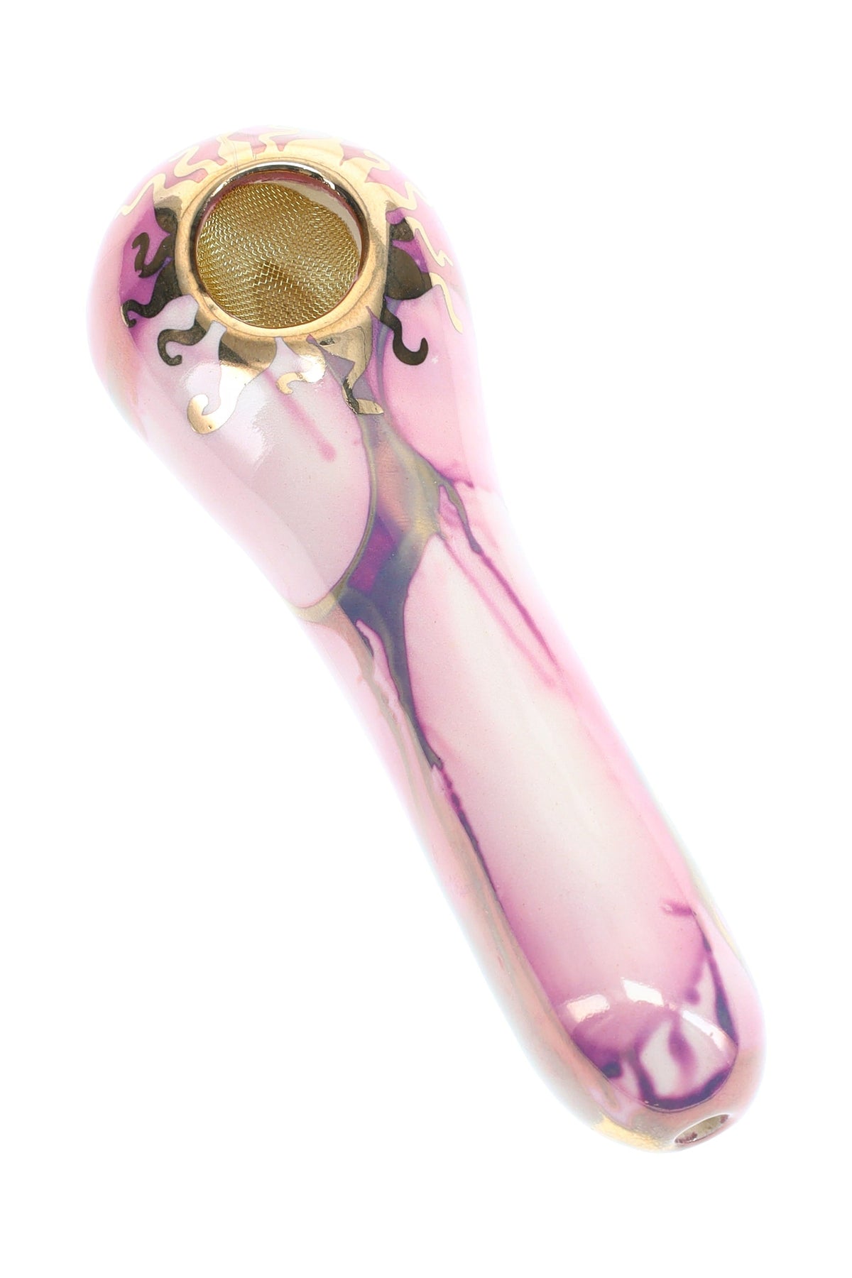 Ancient Creations Ceramics 4″ Ceramic Spoon Hand Pipe – Brass Screen – US-Made