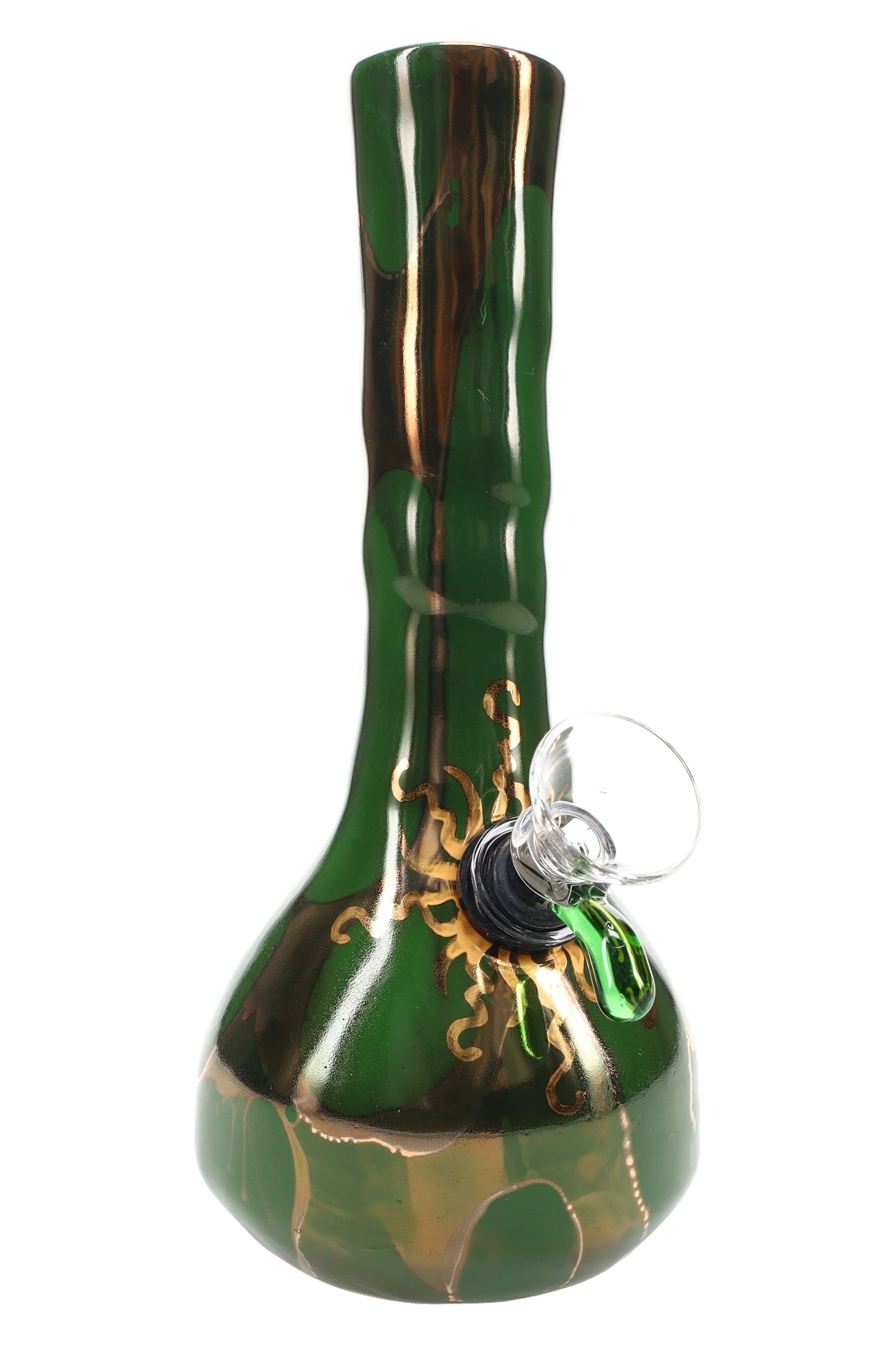 Ancient Creations Ceramics 6″ Ceramic Beaker Bong – 22K Gold – US-Made - Discreet Smoker