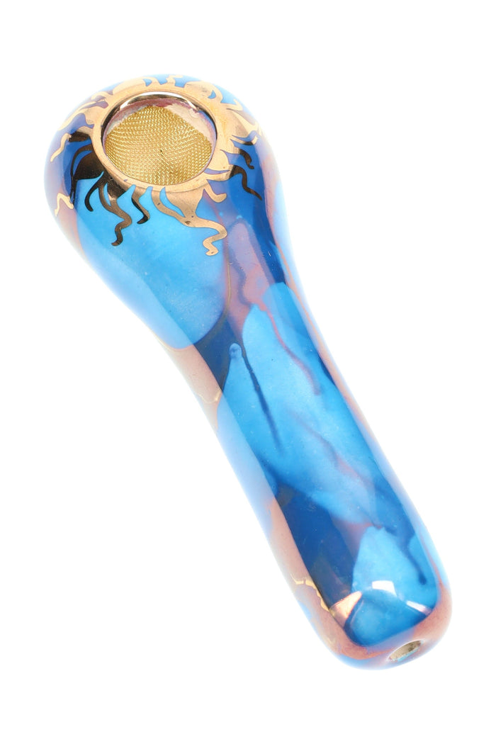 Ancient Creations Ceramics 4″ Ceramic Spoon Hand Pipe – Brass Screen – US-Made, Turquoise