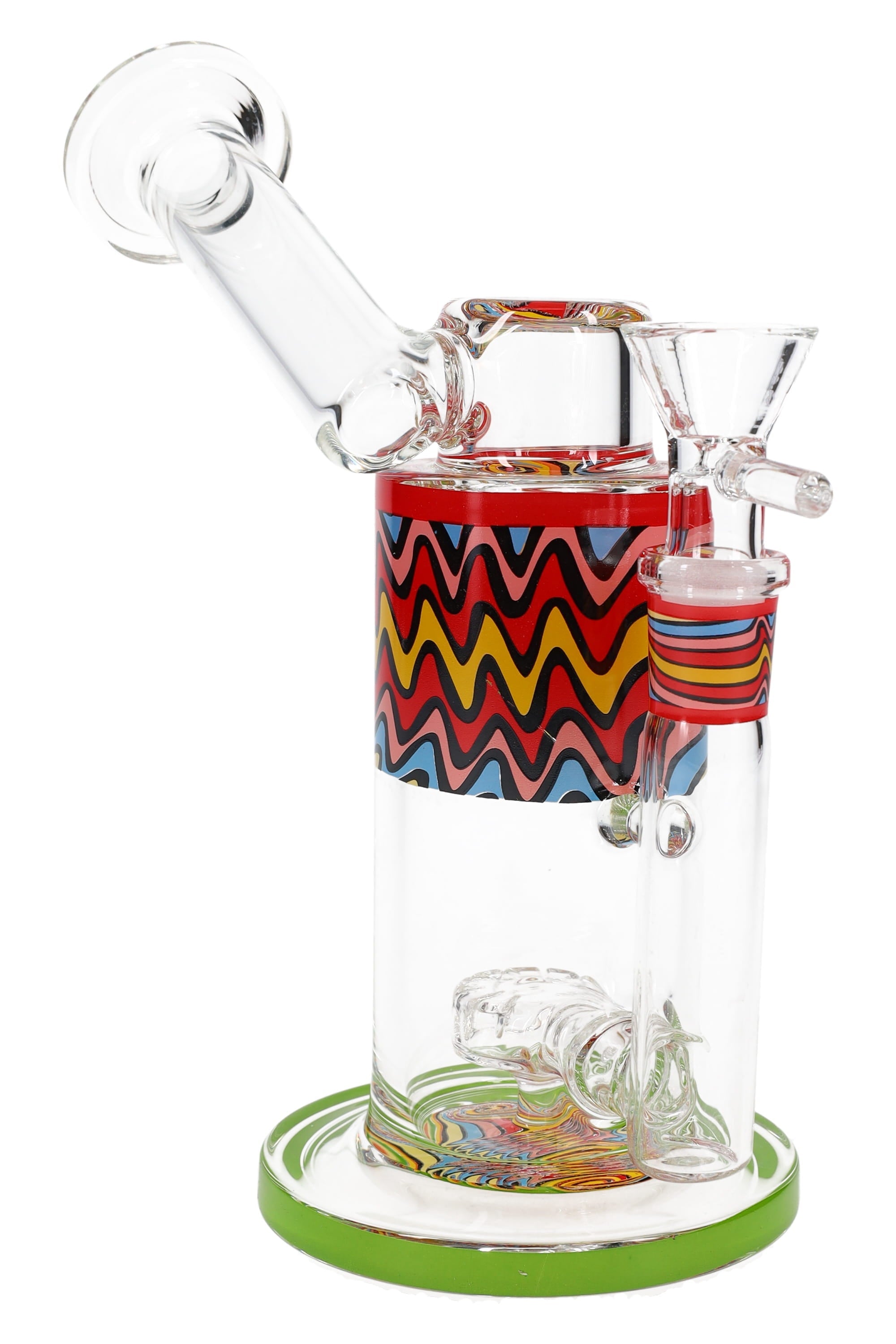 Reverse Stemless Sidecar Glass Bong “Wavelength” – Showerhead Perc – 7″ - Discreet Smoker