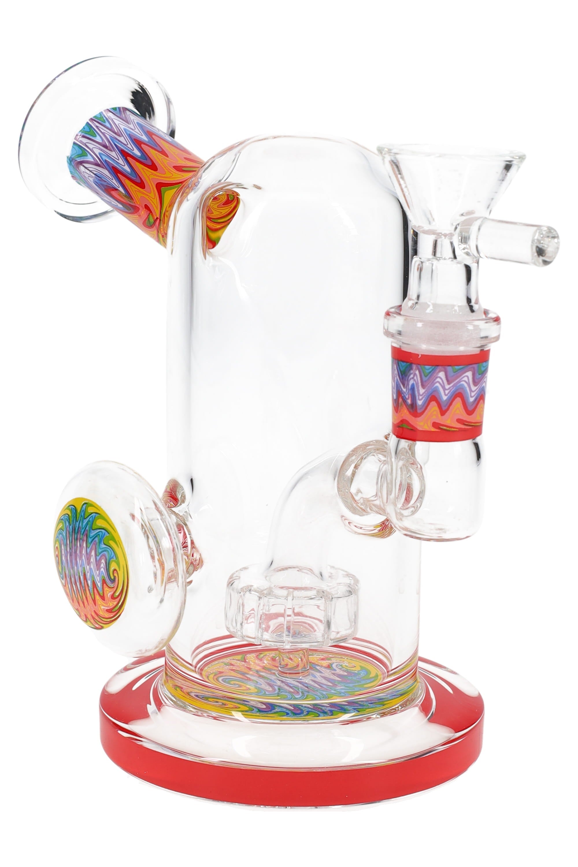 Reverse Stemless Glass Mini Bong “Ripple Swirl” – Showerhead Perc – 5″ - Discreet Smoker