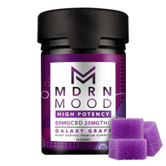 MDRN MOOD Galaxy Grape Gummies - 50mg CBD / 25mg THC (10ct) - Discreet Smoker