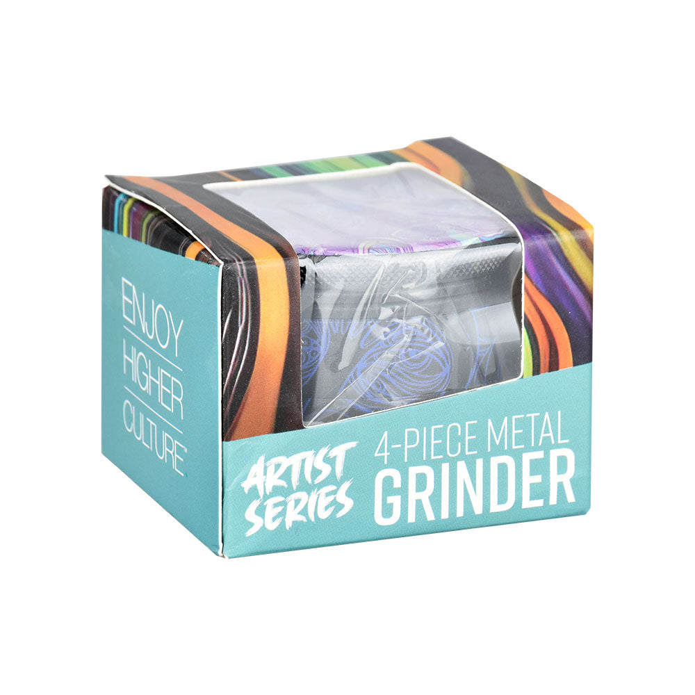 Pulsar Design Series Grinder with Side Art - Melting Mushroom / 4pc / 2.5" - Discreet Smoker