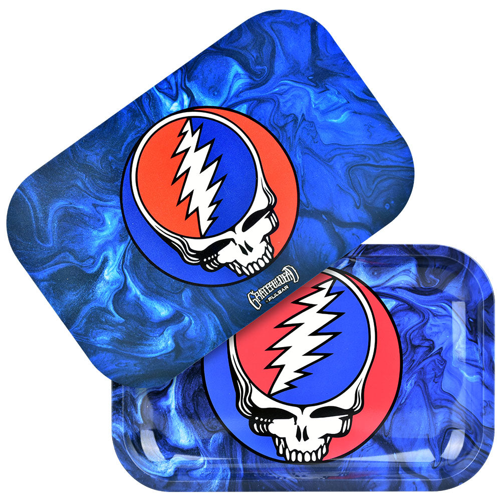 Grateful Dead x Pulsar Rolling Tray Kit | 11"x7" | Steal Your Face Swirls - Discreet Smoker