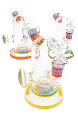 Reverse Stemless Glass Mini Bong “Ripple Swirl” – Showerhead Perc – 5″ - Discreet Smoker