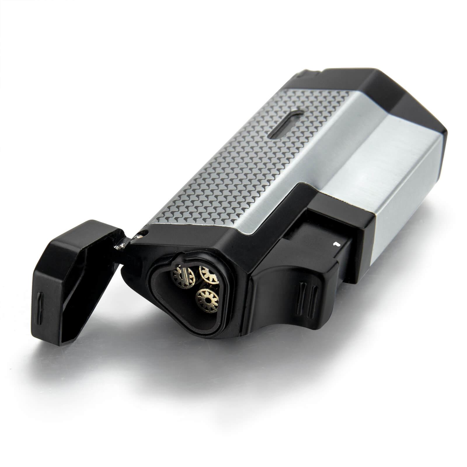 Triple Jet Silver Torch Lighter - Discreet Smoker