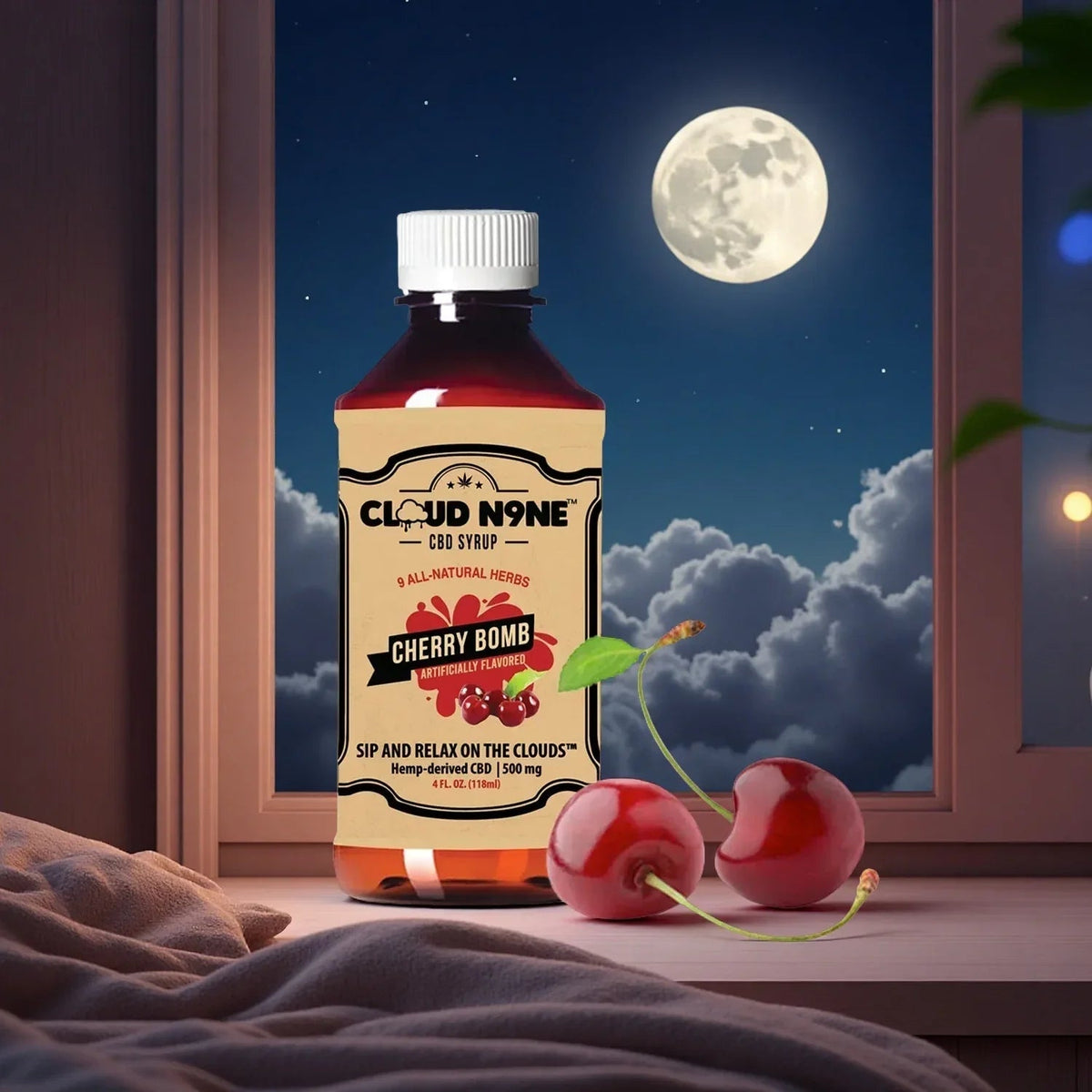 Cloud N9ne CBD Syrup: Cherry Bomb - 500mg CBD - Discreet Smoker