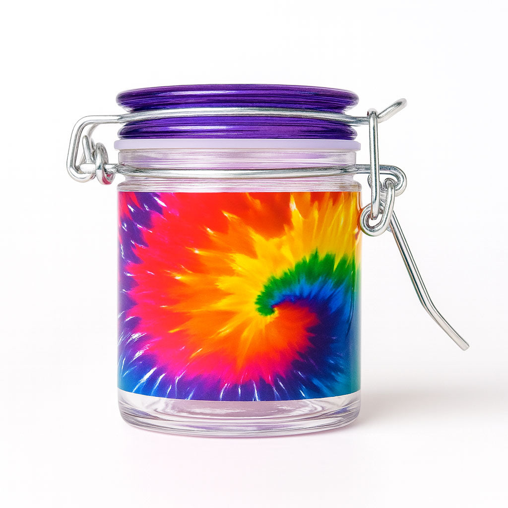 AIRTIGHT GLASS TIE-DYE STORAGE CONTAINER WITH LOCKING LID - Discreet Smoker
