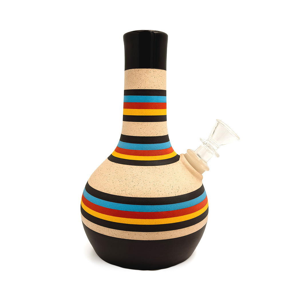 COLORFUL STRIPED CERAMIC BUBBLE VASE BONG - Discreet Smoker