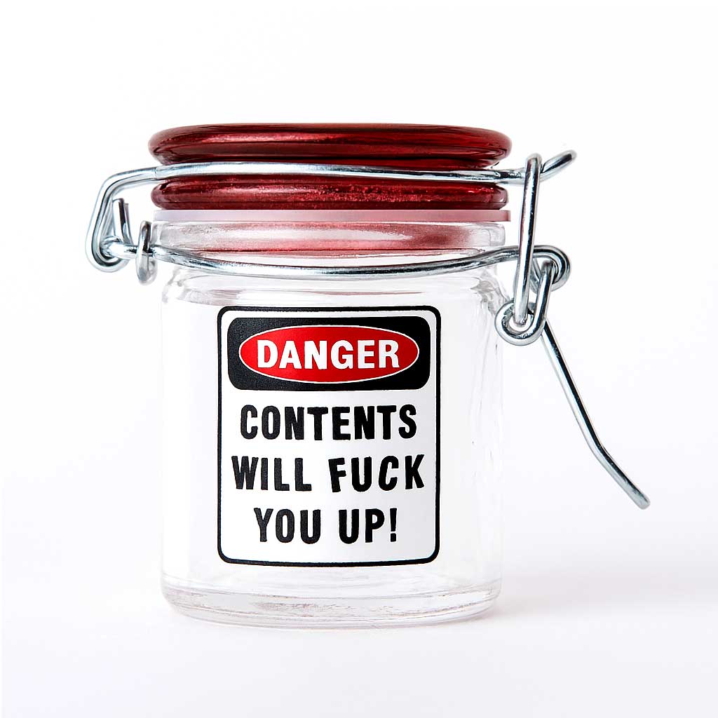 AIRTIGHT GLASS HERB JAR - CONTENTS WILL FUCK YOU UP! - Discreet Smoker