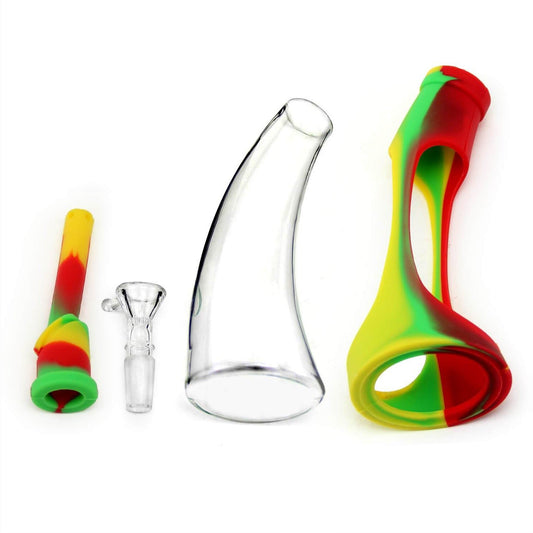 Silicone and Glass Horn Bong - Discreet Smoker