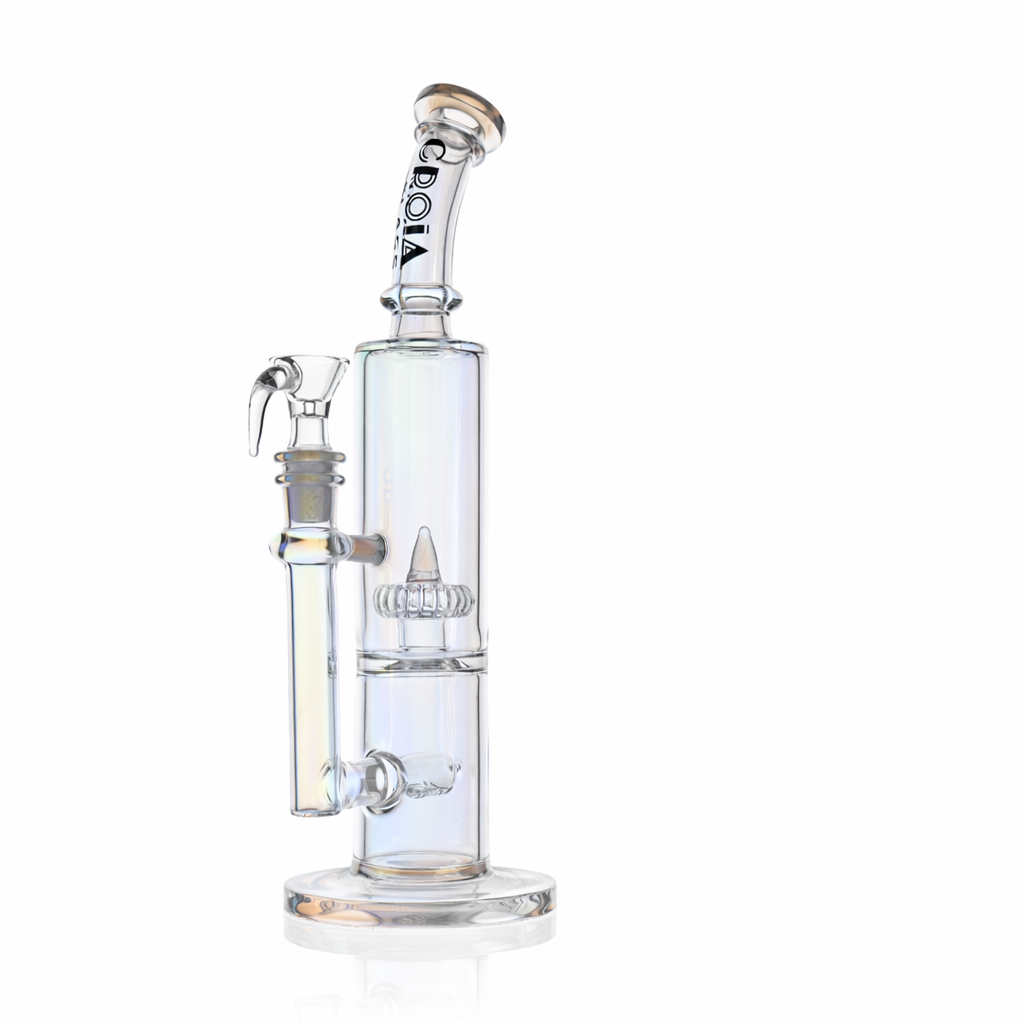 10" Dual Chamber Scientific Bong with Inline and Rocket Perc | Croia Glass - Discreet Smoker