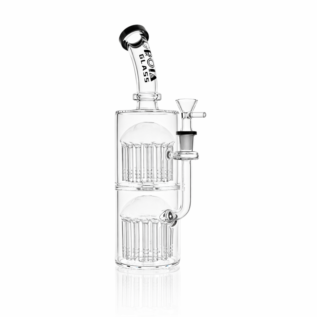 11" Double Tree Perc Scientific Glass Bong | Croia Glass - Discreet Smoker