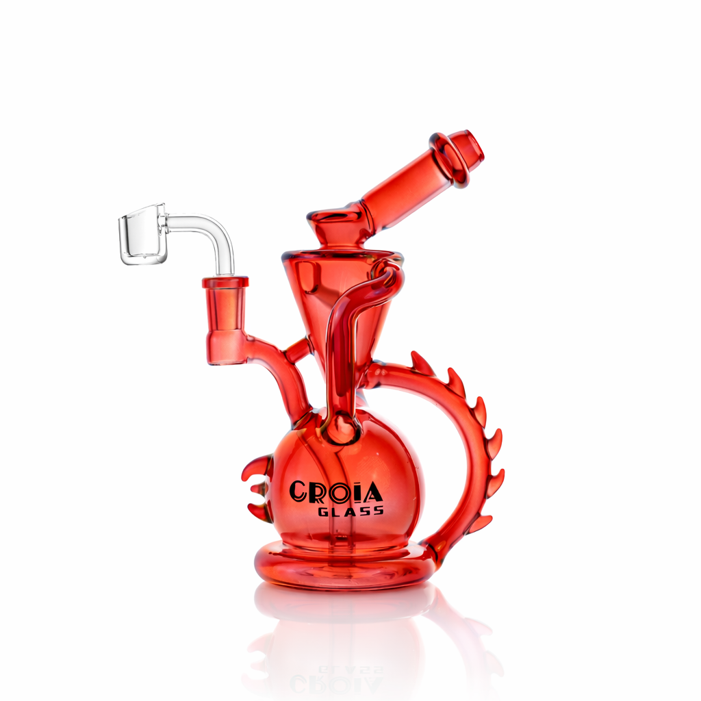 10" Dragon Spine Recycler Dab Rig | Croia Glass - Discreet Smoker