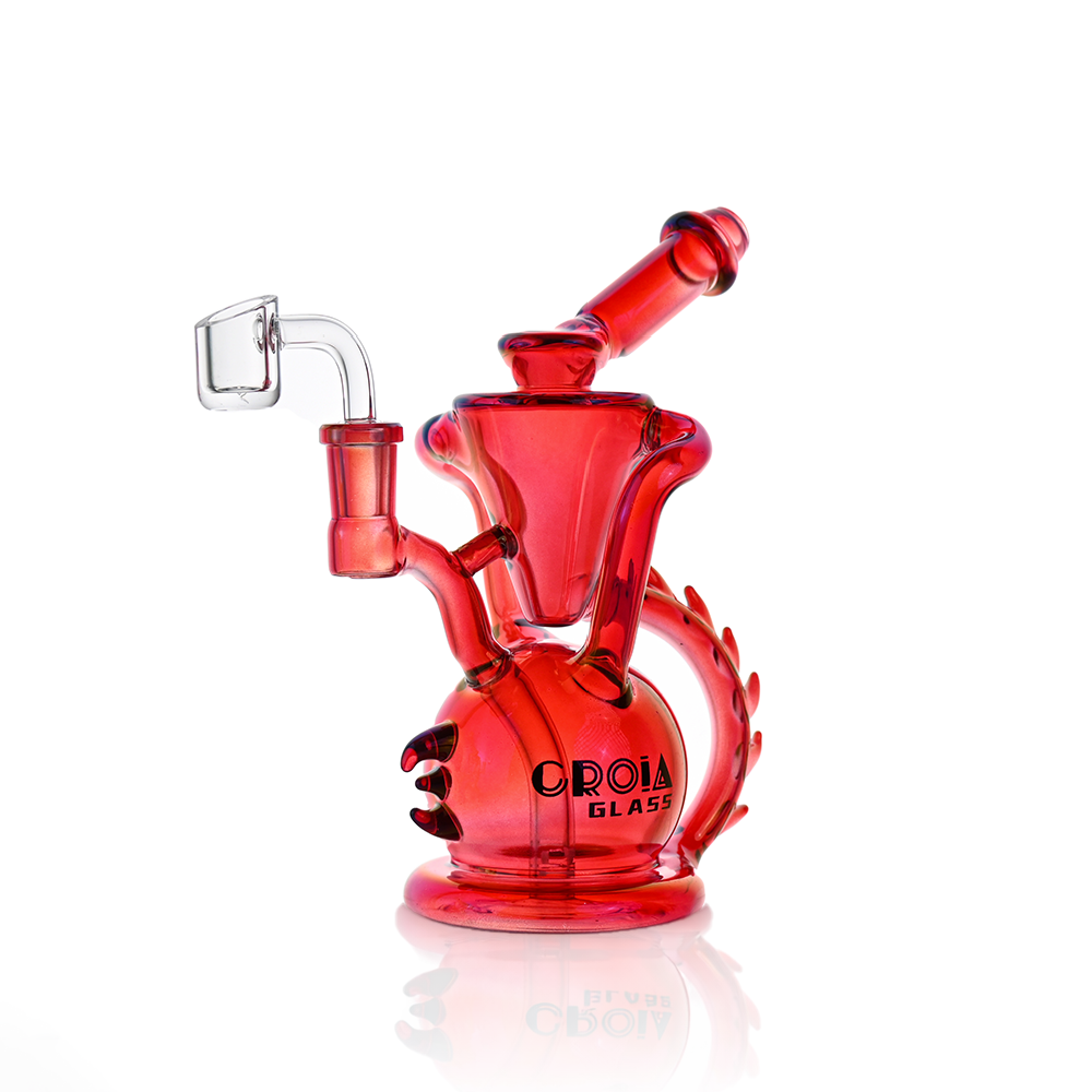 10" Dragon Spine Recycler Dab Rig | Croia Glass - Discreet Smoker