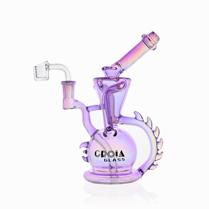 10" Dragon Spine Recycler Dab Rig | Croia Glass, Purple
