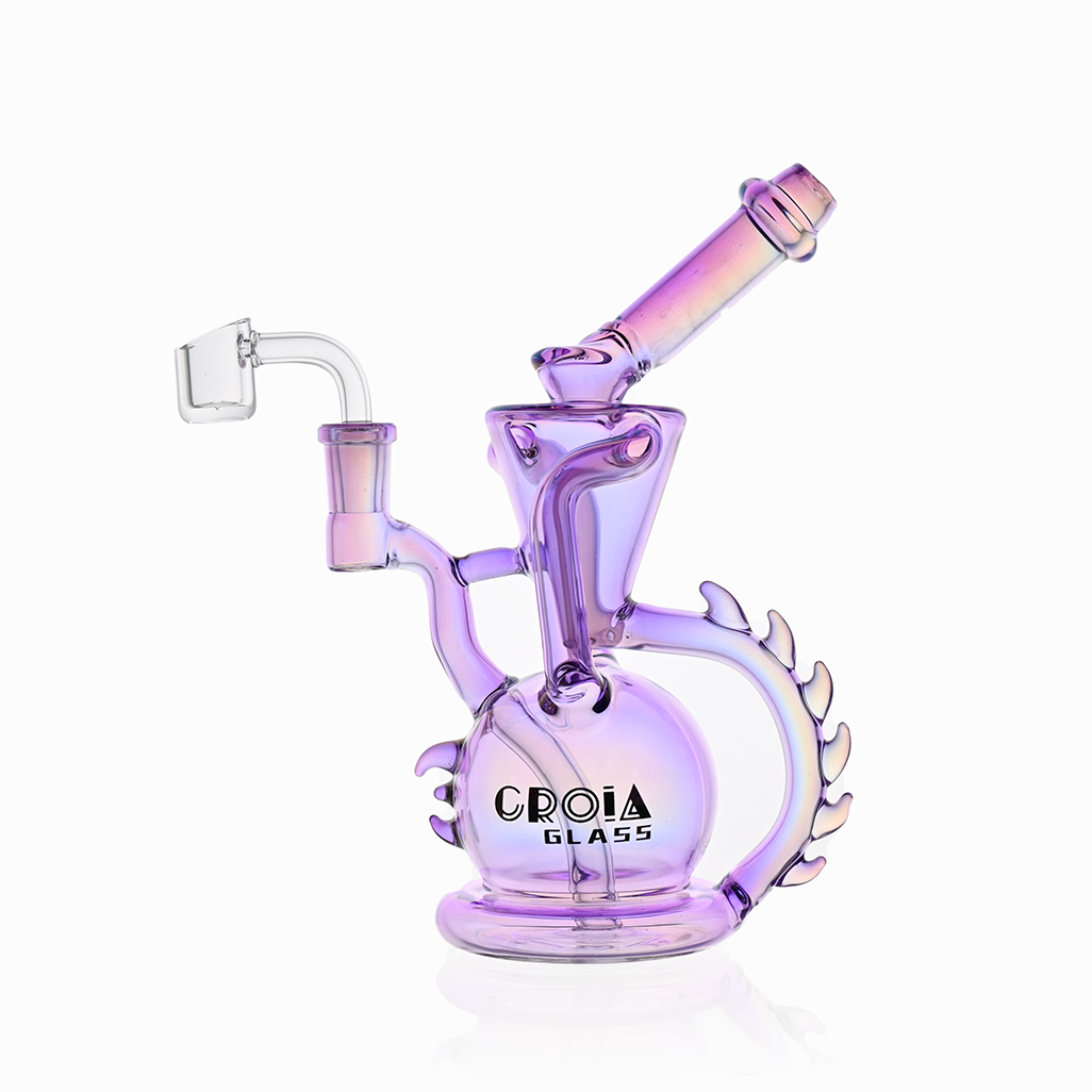 10" Dragon Spine Recycler Dab Rig | Croia Glass - Discreet Smoker
