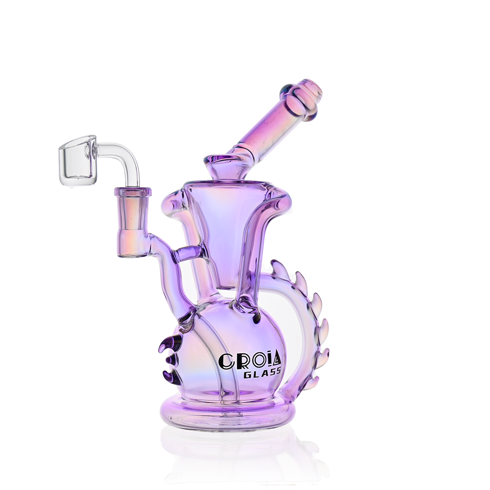 10" Dragon Spine Recycler Dab Rig | Croia Glass - Discreet Smoker