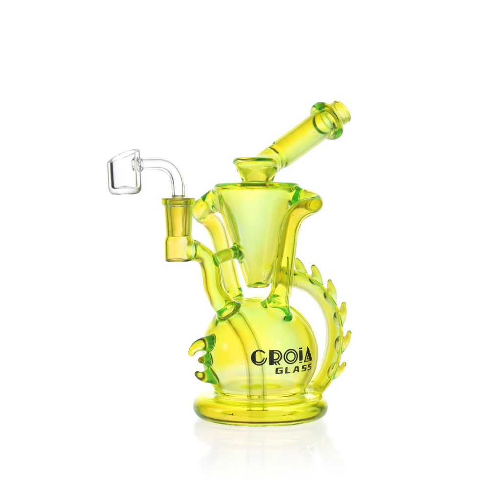 10" Dragon Spine Recycler Dab Rig | Croia Glass - Discreet Smoker