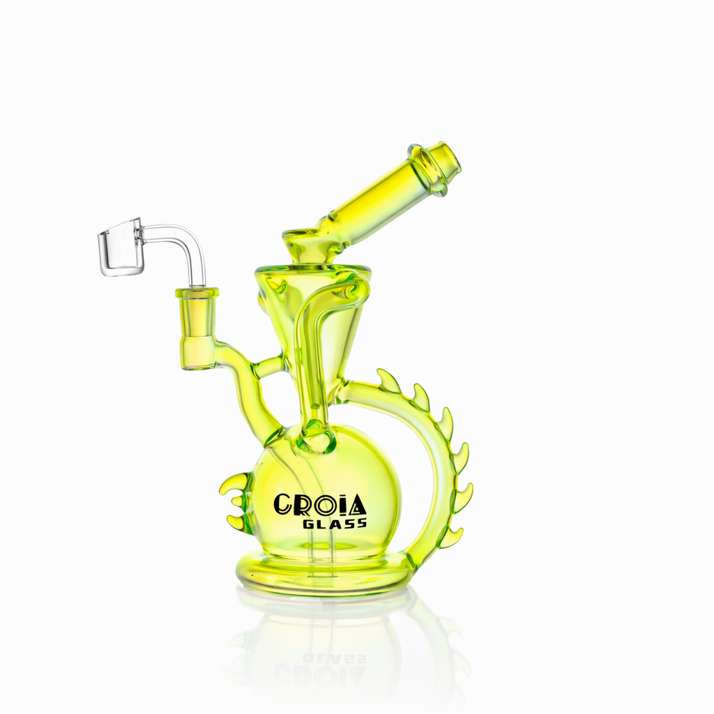 10" Dragon Spine Recycler Dab Rig | Croia Glass - Discreet Smoker