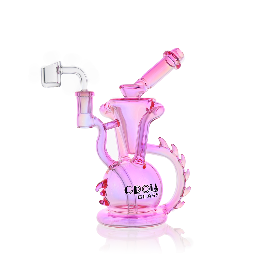 10" Dragon Spine Recycler Dab Rig | Croia Glass - Discreet Smoker