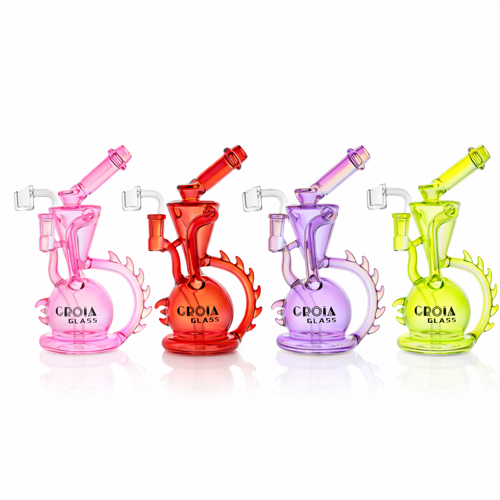 10" Dragon Spine Recycler Dab Rig | Croia Glass - Discreet Smoker