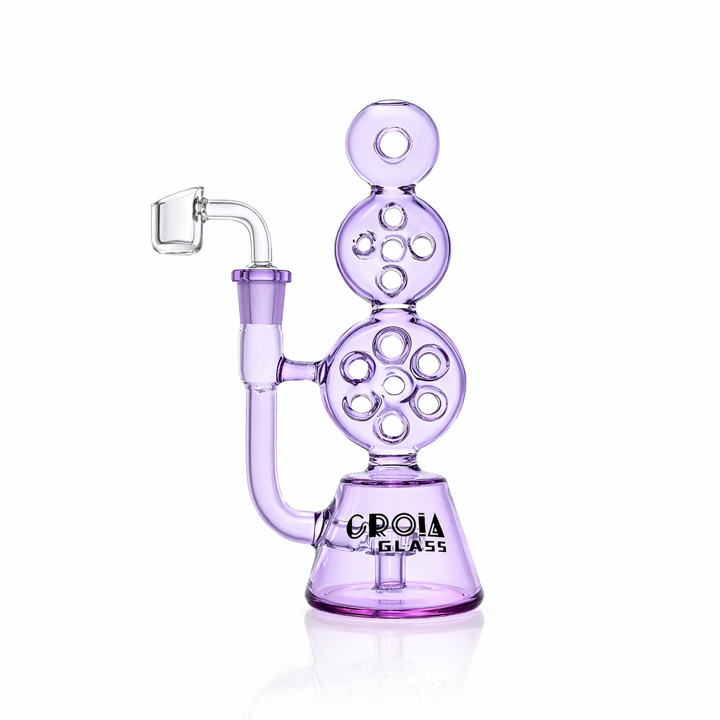 8" Triple Stack Swiss Perc Recycler Dab Rig | Croia Glass - Discreet Smoker