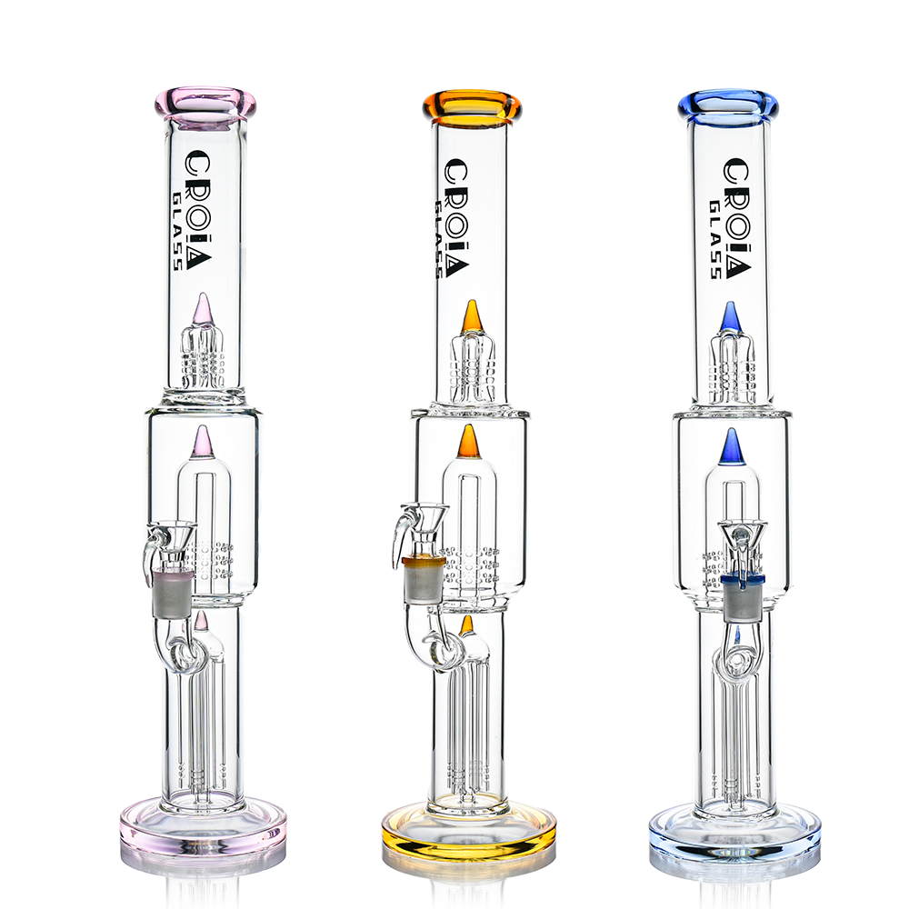 16" Triple Rocket-Perc Scientific Glass Bong | Croia Glass - Discreet Smoker