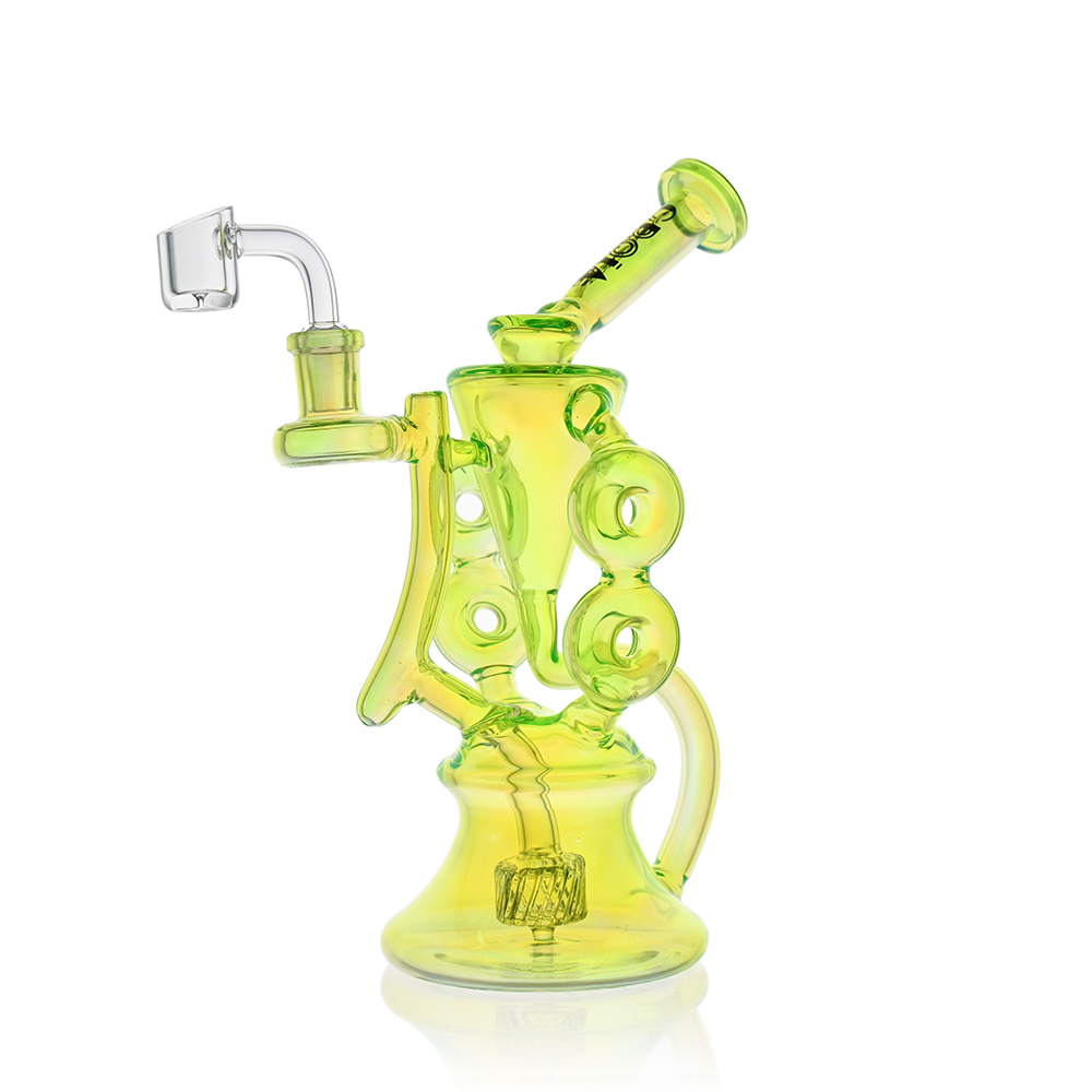 10" Symmetrical Quad-Donut Klein Recycler Dab Rig | Croia Glass - Discreet Smoker