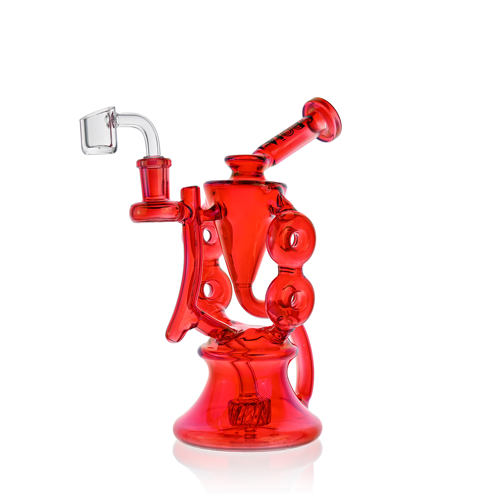 10" Symmetrical Quad-Donut Klein Recycler Dab Rig | Croia Glass - Discreet Smoker