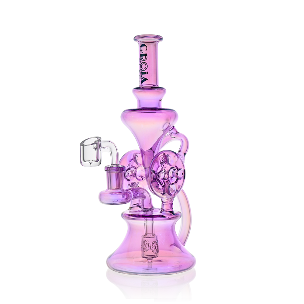 10" Dual Swiss Perc Klein Recycler Dab Rig | Croia Glass - Discreet Smoker