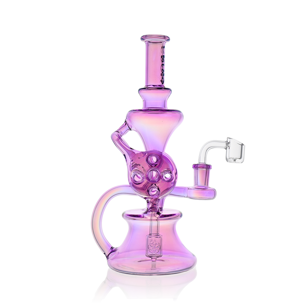 10" Dual Swiss Perc Klein Recycler Dab Rig | Croia Glass - Discreet Smoker