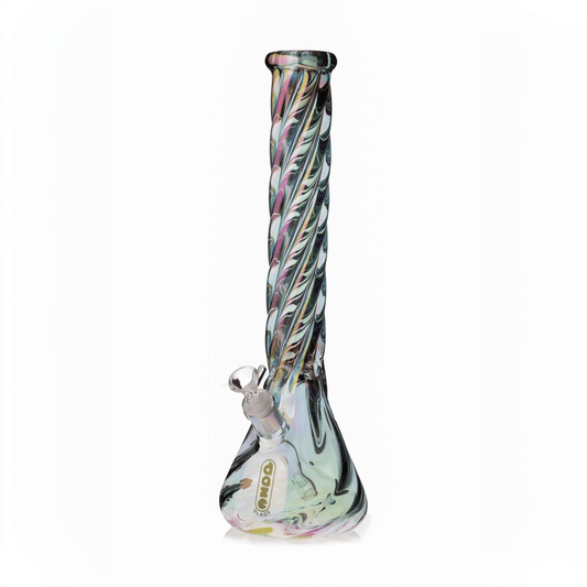 Daze Glass - 16 Inch Iridescent Spiral Glass Water Pipe - Discreet Smoker