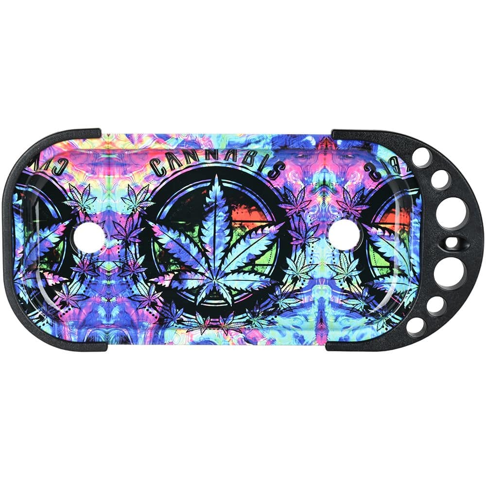 Elevated Metal Rolling Tray & Cone Loader Kit - Tie Dye Leaf / 9.25"x4.2" - Discreet Smoker