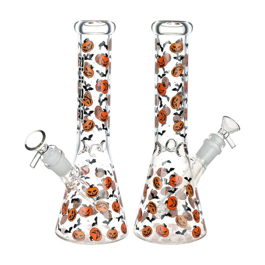Pulsar Cackling Pumpkins Batty Beaker Glass Water Pipe | 14mm F - Discreet Smoker